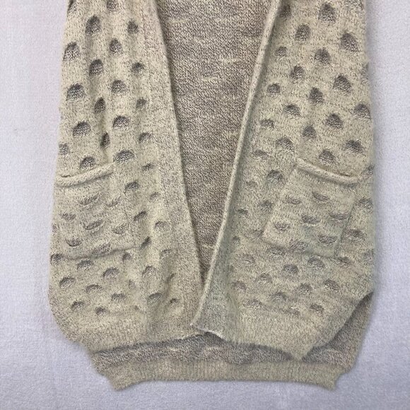 NWT Aris A Open Front Fuzzy Cardigan S/M Small Medium Beige Knit Boho Textured - Picture 6 of 11